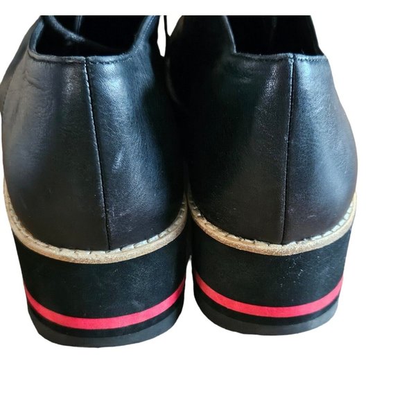 Eileen Fisher Black Leather Eddy Oxford Lace Up Platform Shoes Size 9.5 - Picture 3 of 7